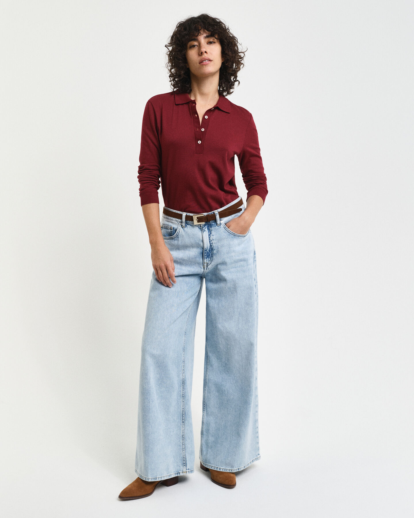 Nahtloses Langarm-Poloshirt