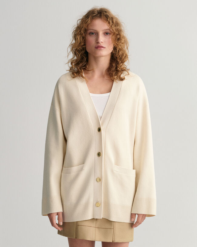 Relaxed Fit V-Neck Strickjacke