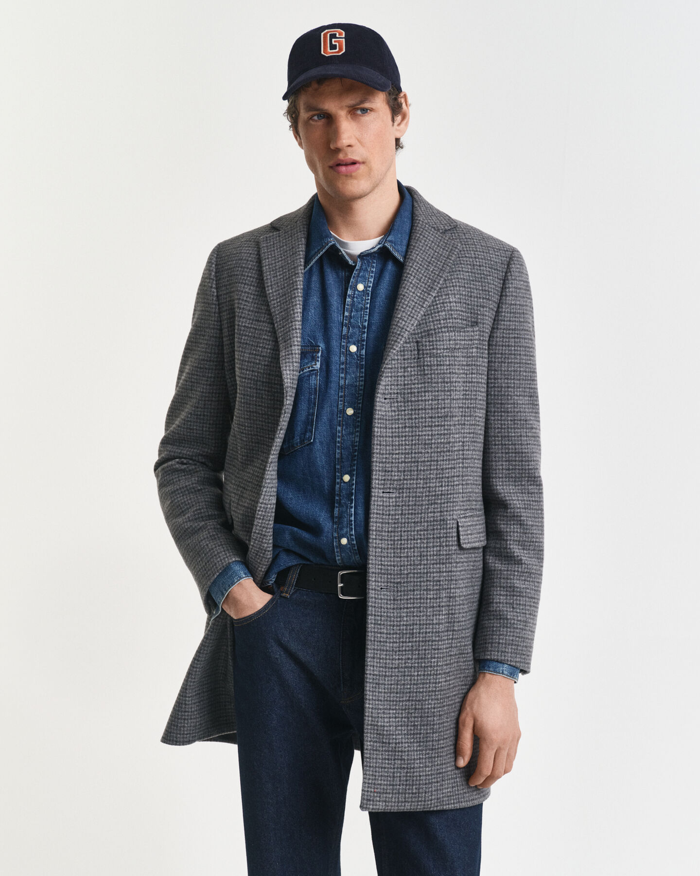 Zweifarbiger Wollmantel