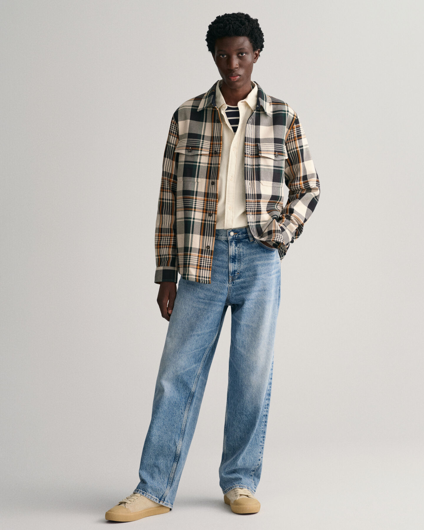 Hemdjacke aus schwerem Twill mit Karomuster