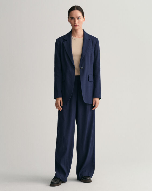 Stretch Leinen Hose mit weitem Bein