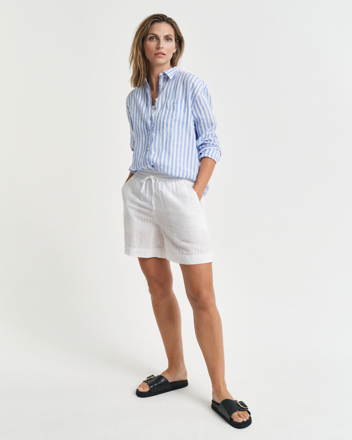 Tonal Seersucker Shorts mit Streifen