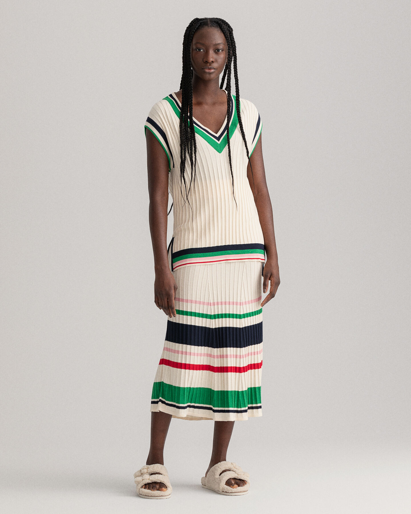 Gestreifte Rippstrickweste