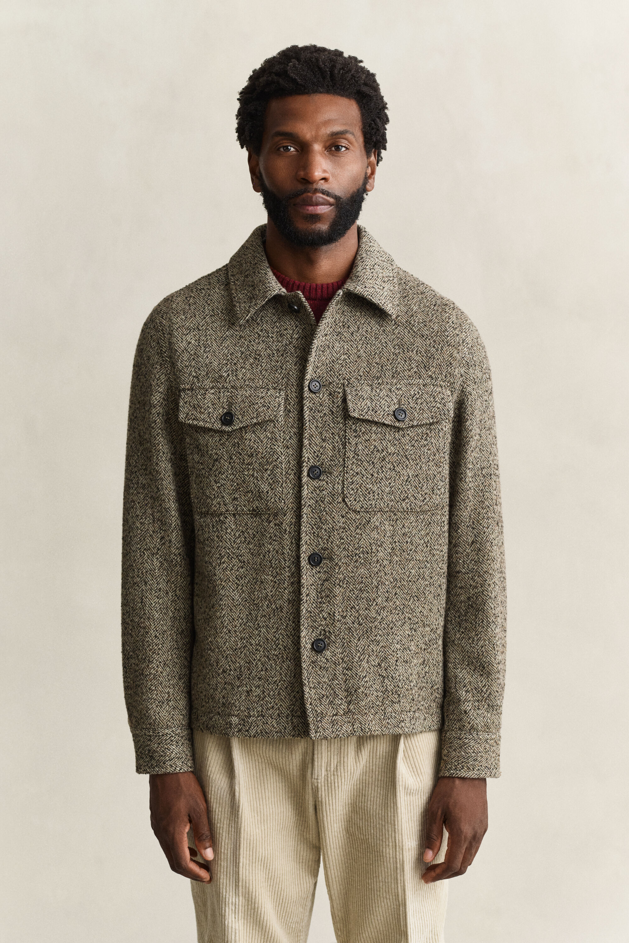 Hemdjacke mit Fischgrätmuster