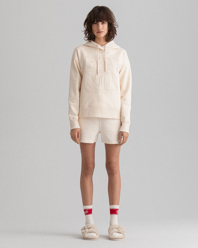 Tonal Quadrat Hoodie mit Stickerei