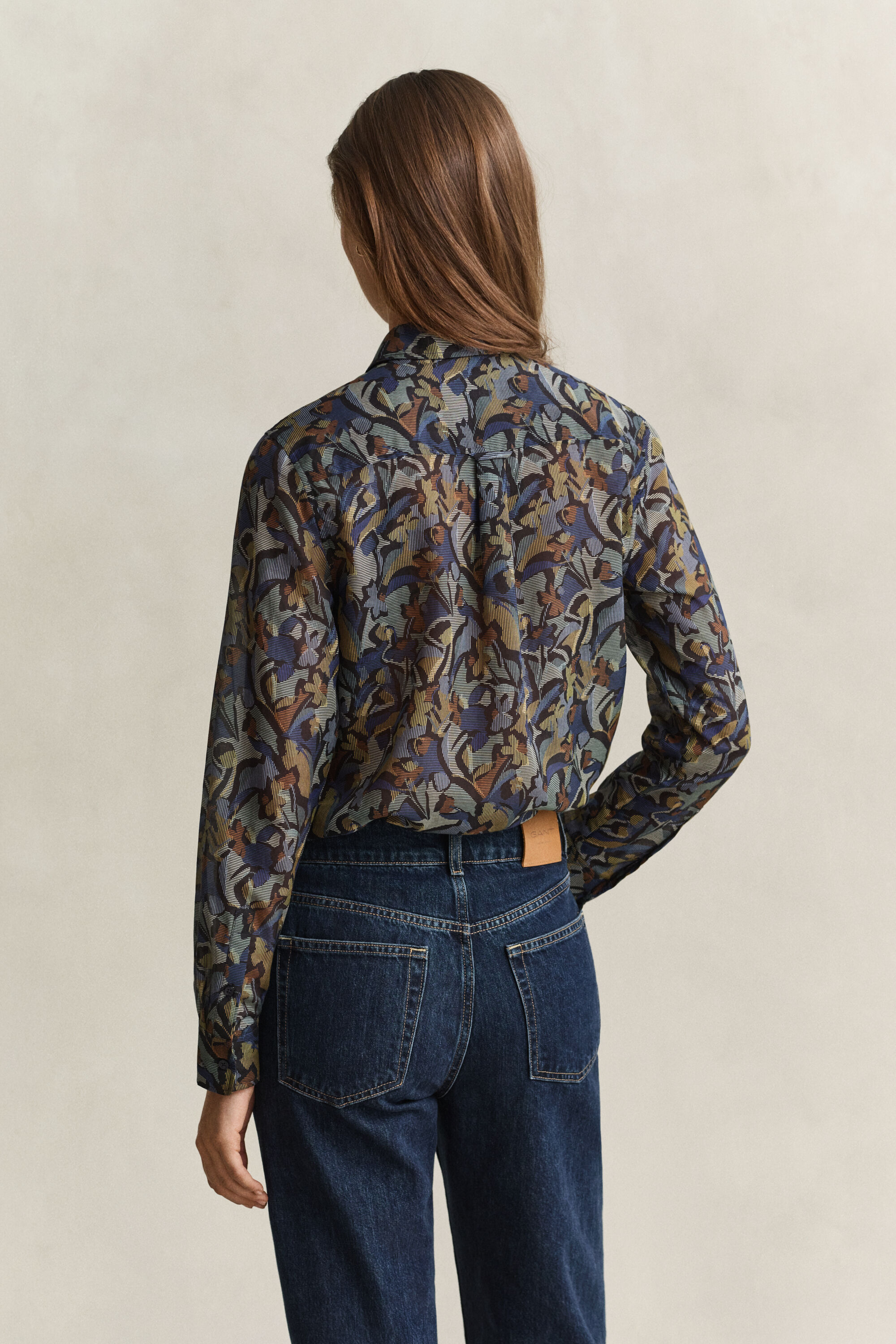 Camicia in misto seta e cotone con stampa