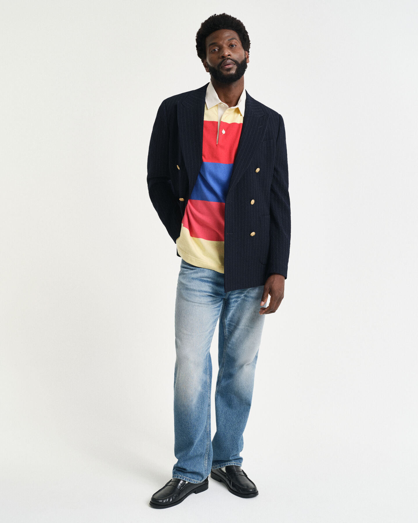 Kurzärmliges Heavy Rugger mit Streifen