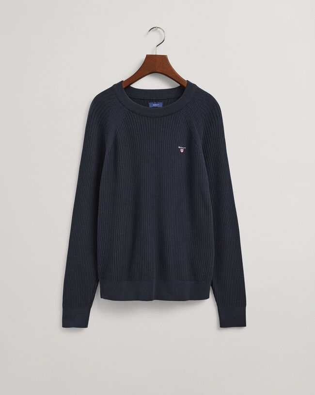 Teens Casual Rundhalspullover aus gerippter Baumwolle