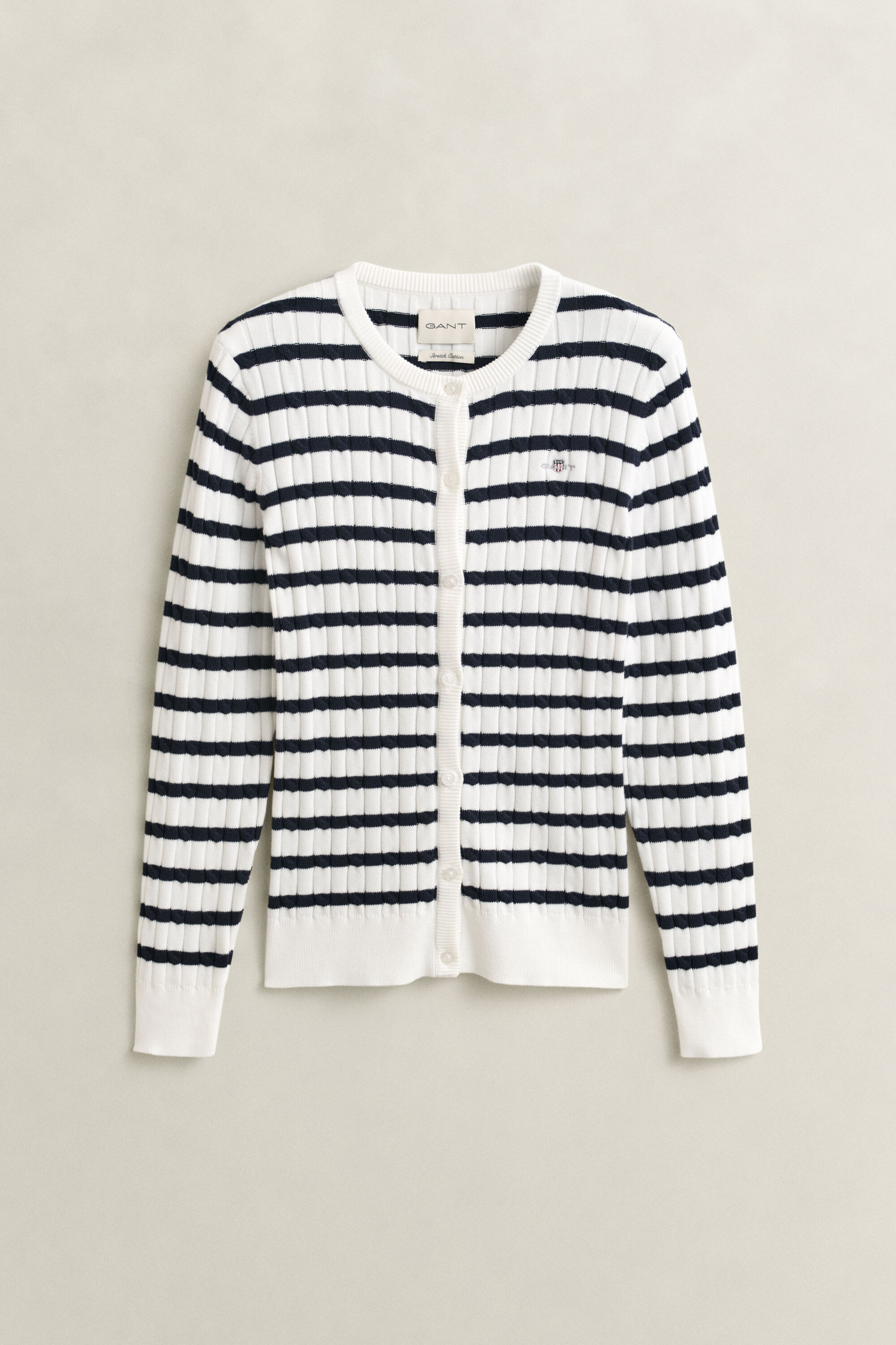 Striped Cable Knit Cardigan