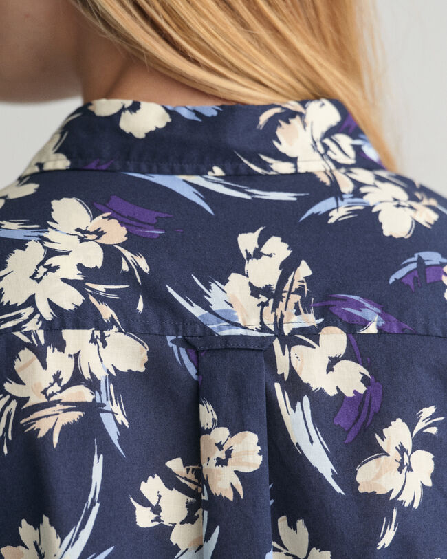 Regular Fit Baumwoll Voile Bluse mit Blumen-Print