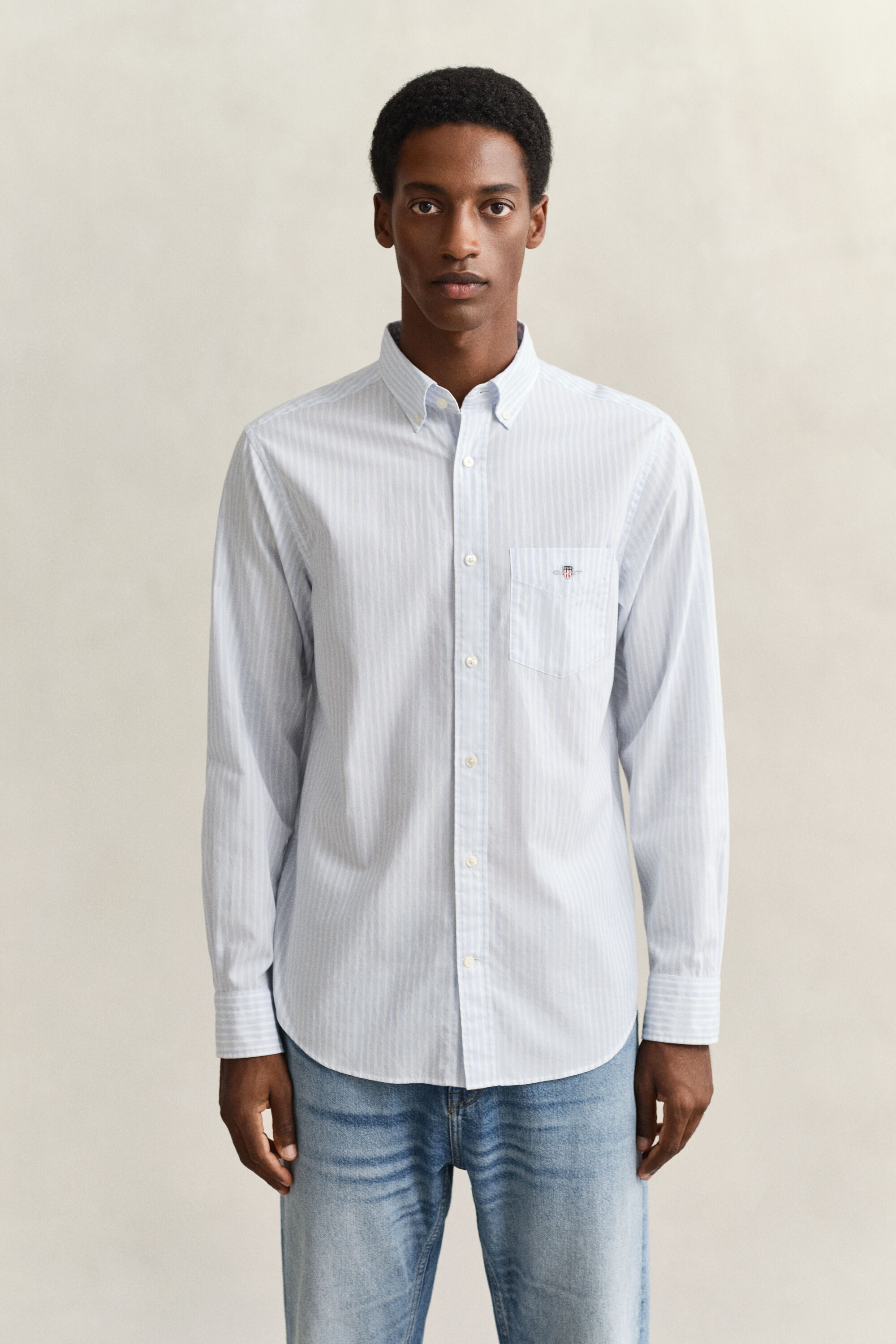 Camicia classica in popeline a righe