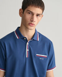 Piqu&eacute; Poloshirt mit Randstreifen in 2&nbsp;Farben