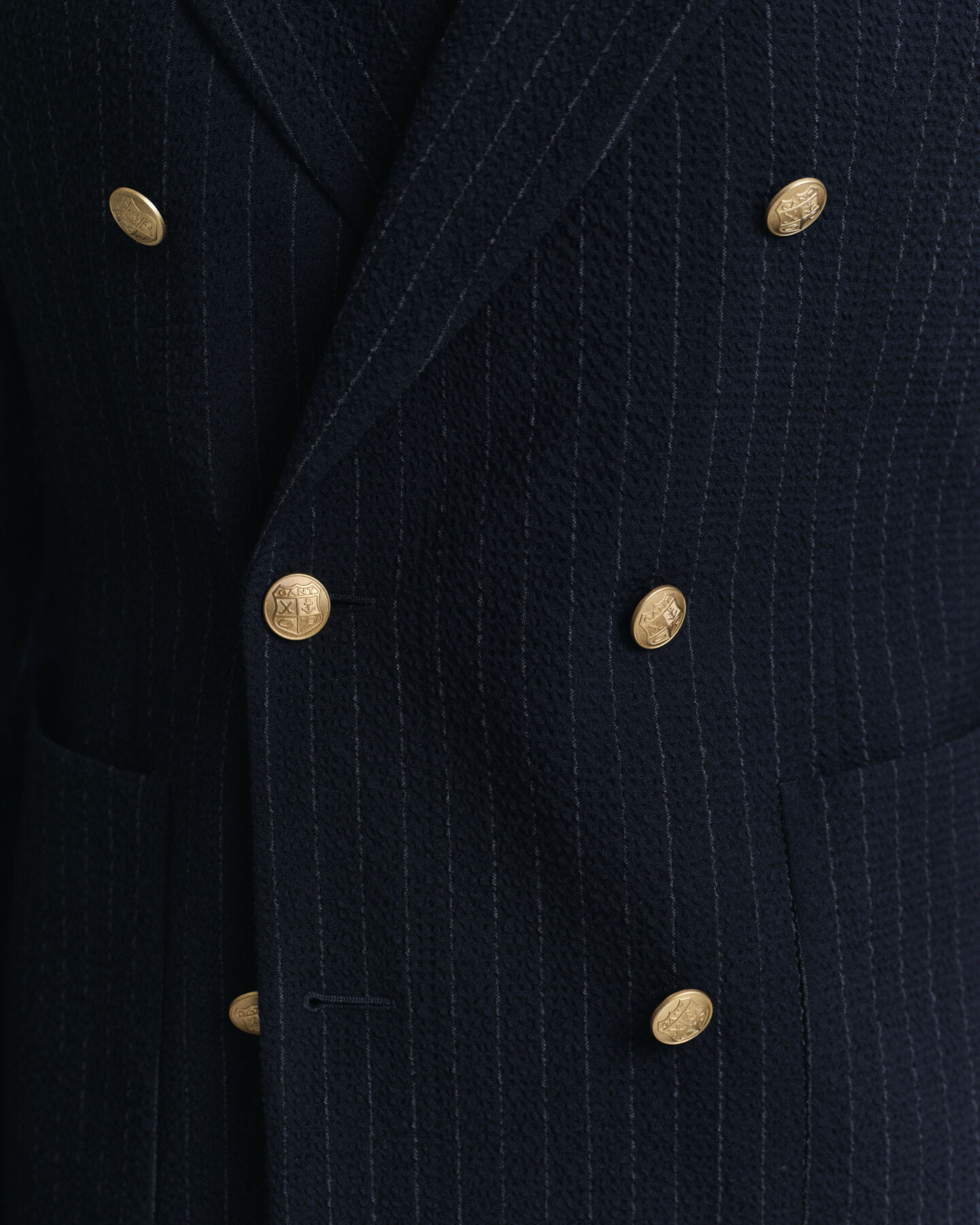 Slim Fit Seersucker Club Sakko mit Streifen