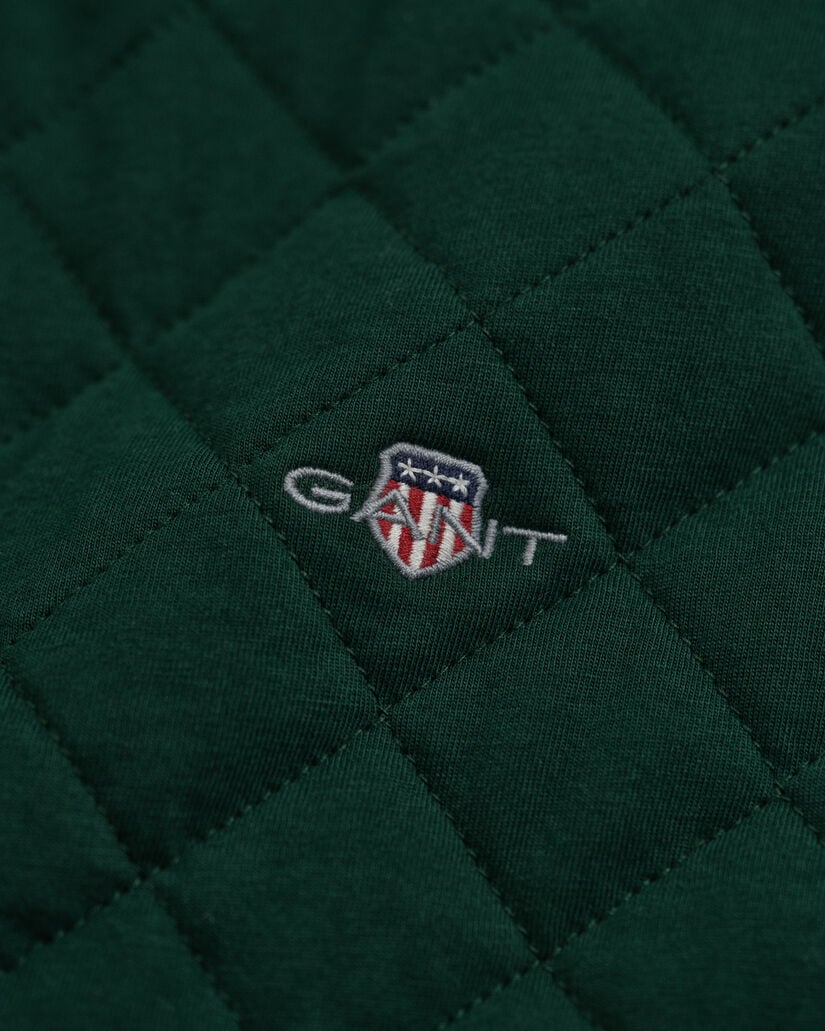 Gesteppte Sweatjacke mit Reißverschluss und Cord-Kragen