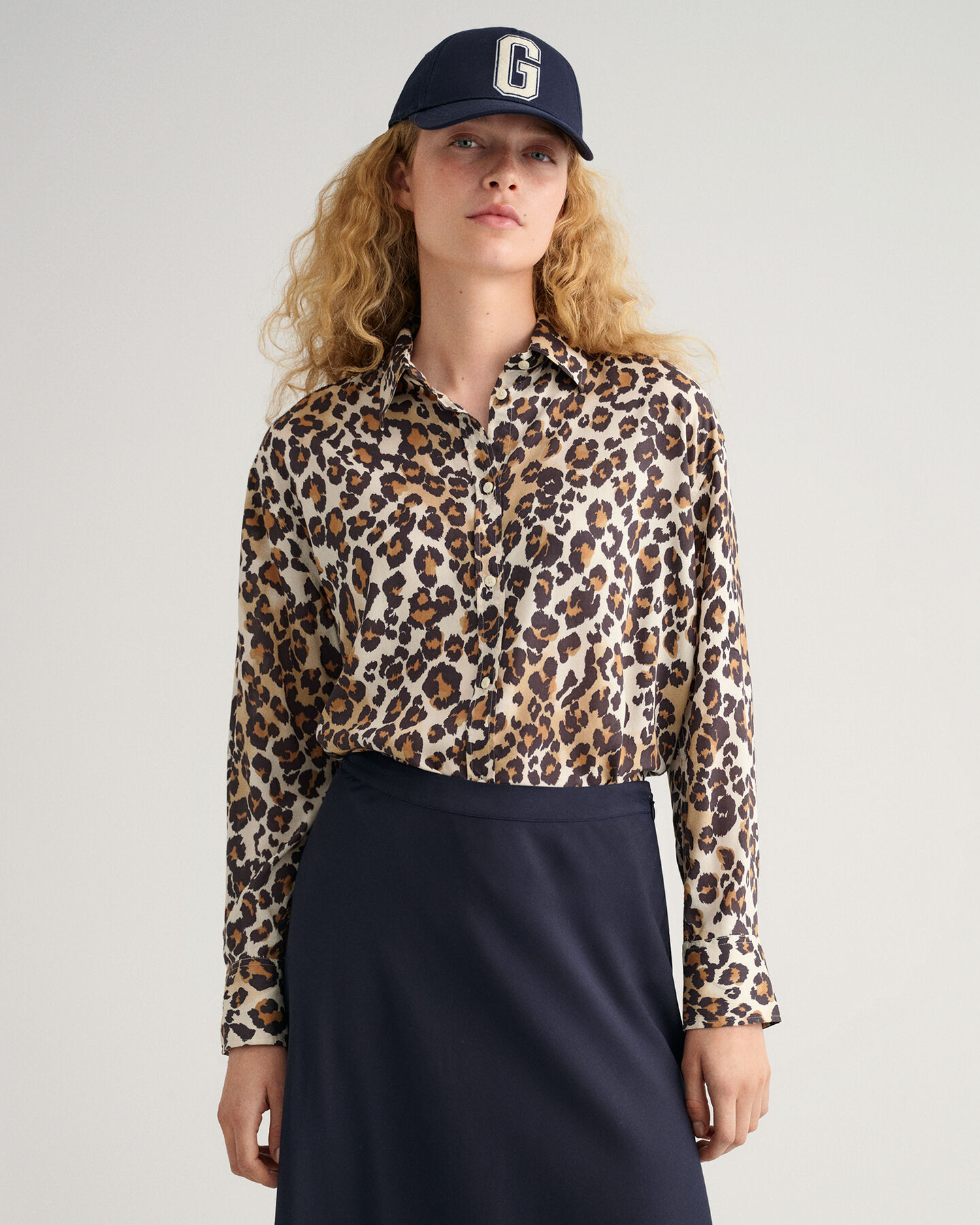 Relaxed Fit Modal-Bluse mit Leopardenmuster