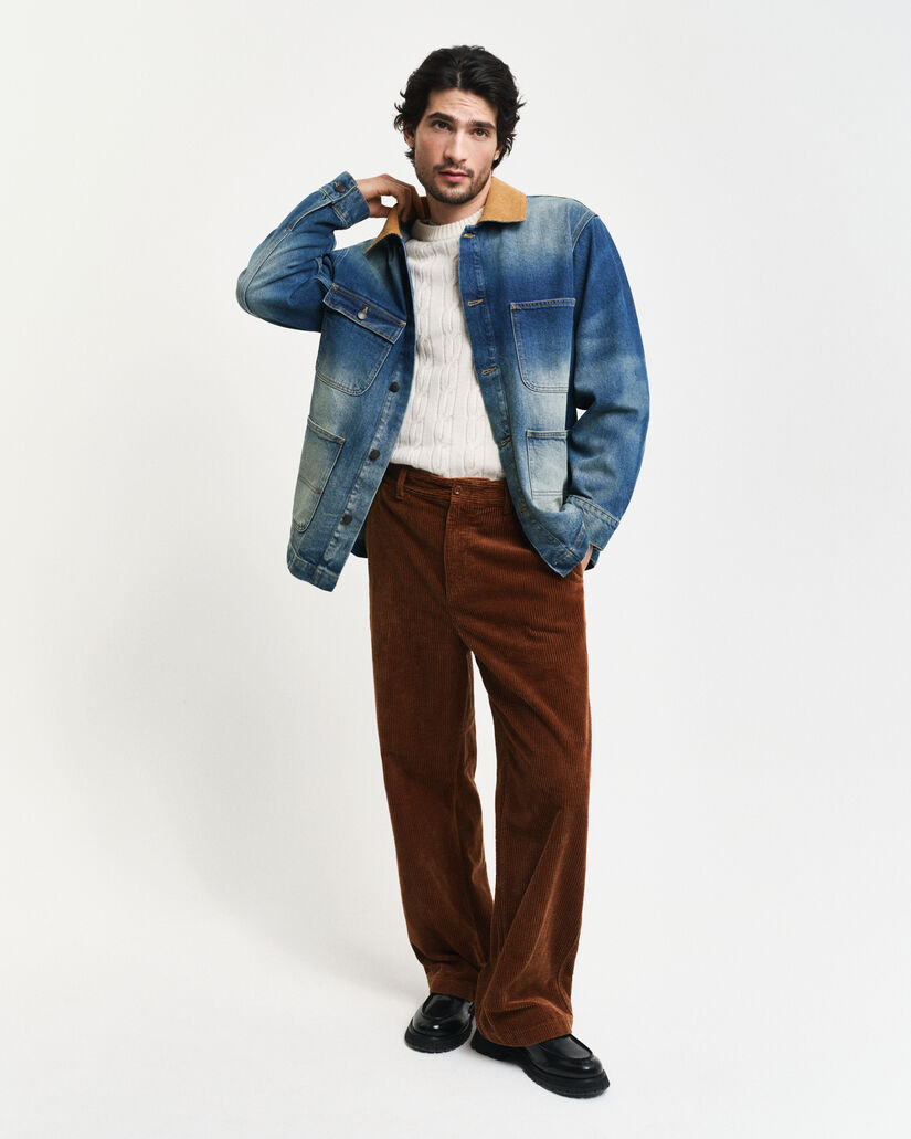 Lambswool Zopfstrick Rundhalspullover