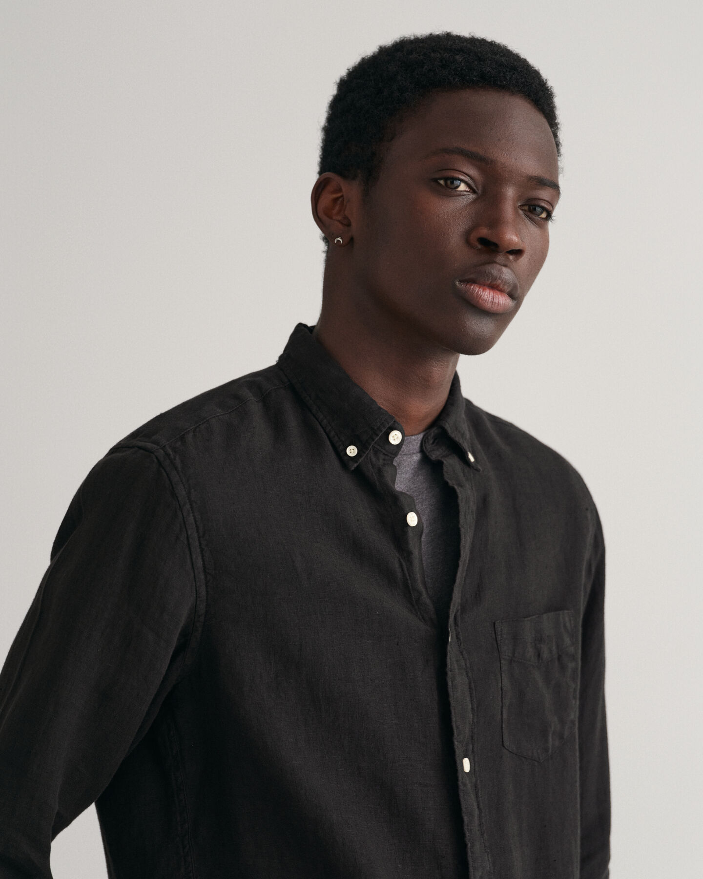 St&uuml;ckgef&auml;rbtes Regular Fit Leinen Hemd