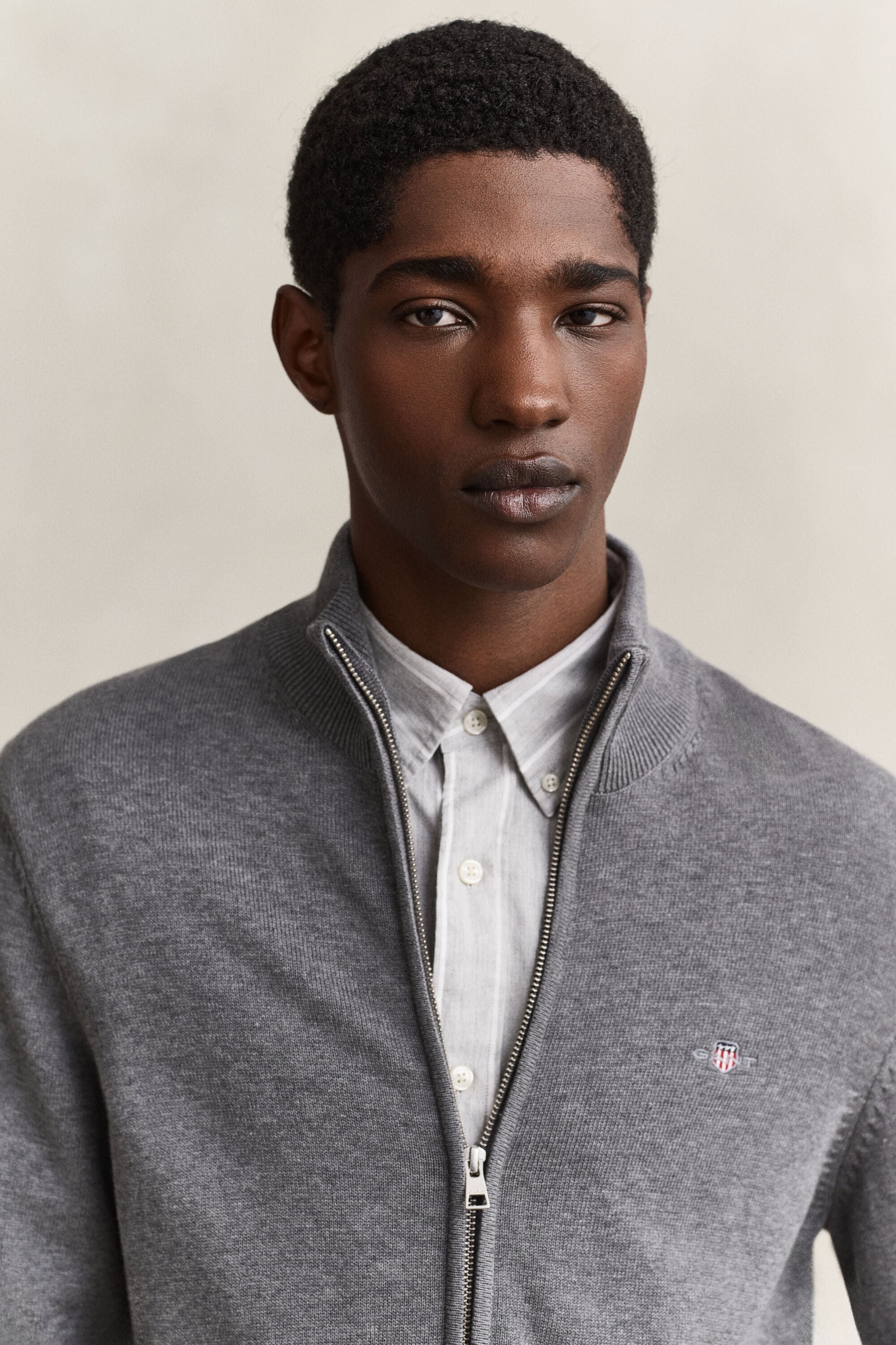 Cardigan zippé en coton décontracté