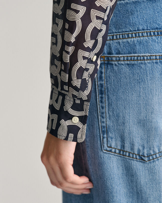 Relaxed Fit G Patterned Baumwoll Seiden Bluse