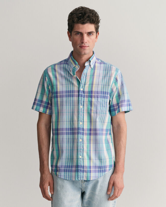 Farbenfrohes Regular Fit Madras Kurzarmhemd