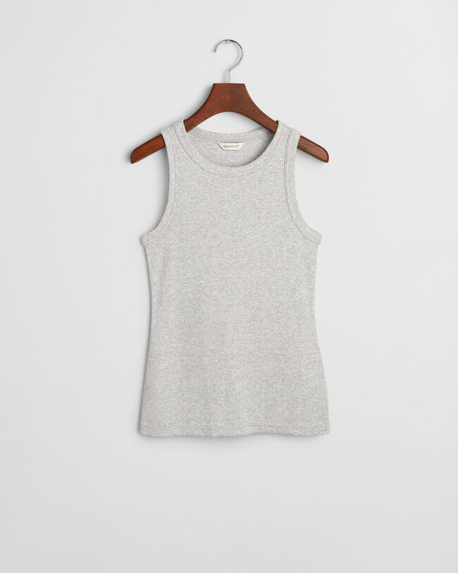 Geripptes Tanktop mit hohem Kragen