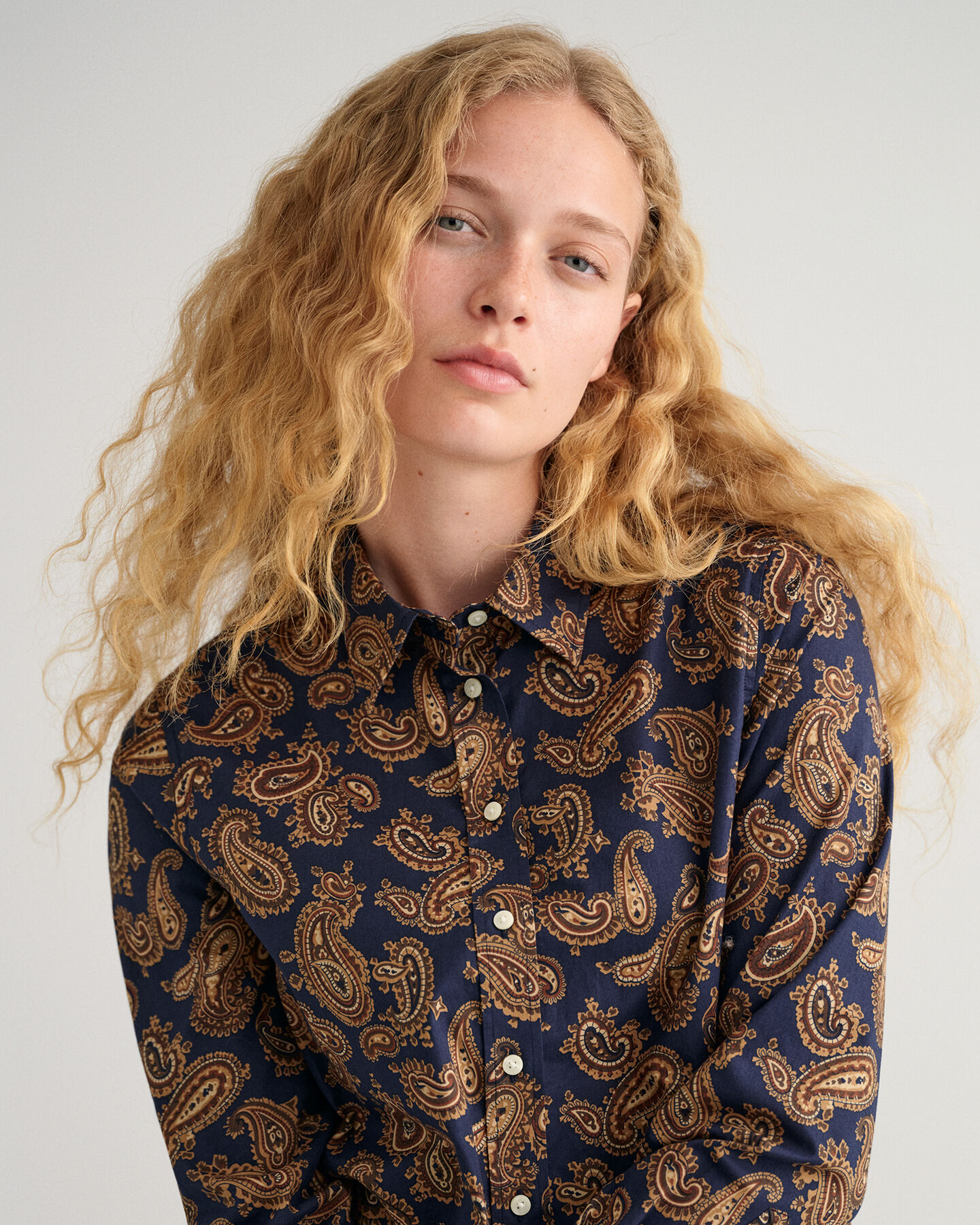 Regular Fit Paisley Bluse aus Baumwoll-Voile