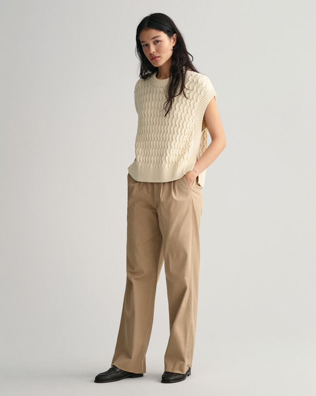 Textured Rundhals-Pullunder aus Baumwolle