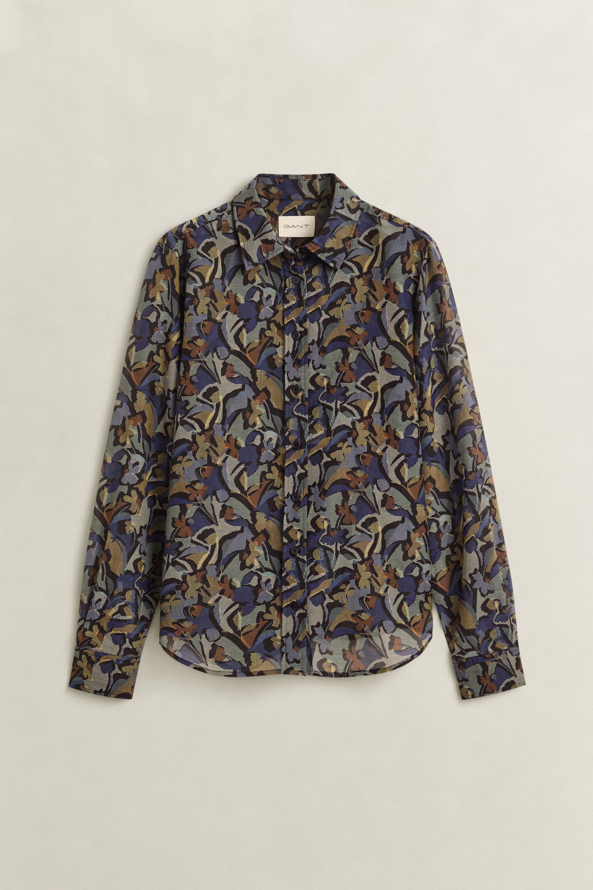 Camicia in misto seta e cotone con stampa