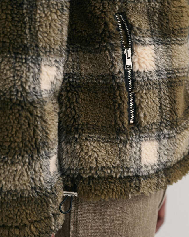 Karierte Fleecejacke mit Reißverschluss