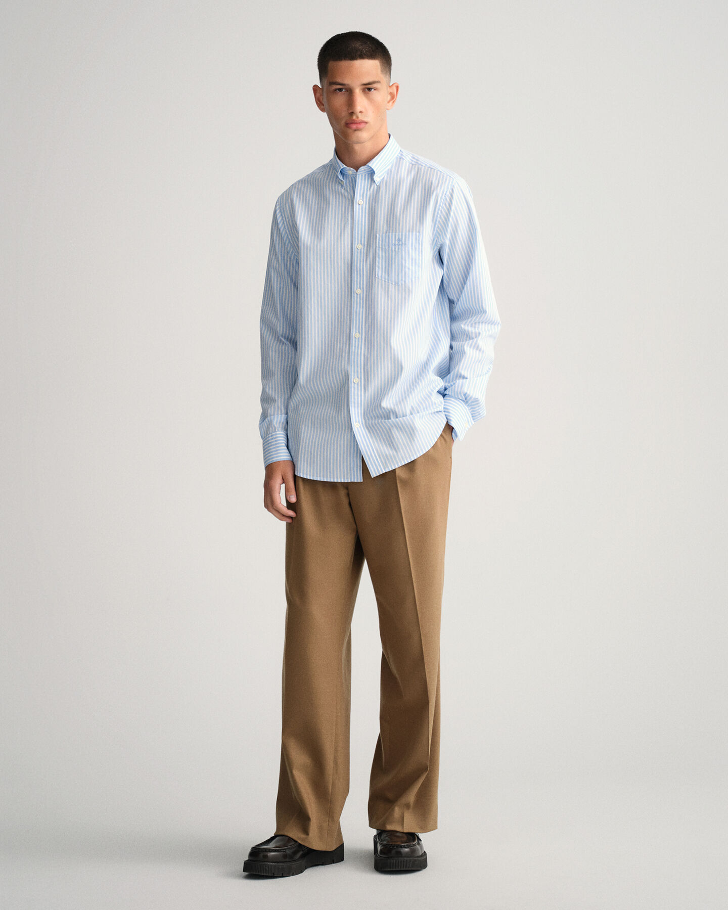 Regular Fit Broadcloth Hemd mit Streifen