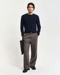 Rundhalspullover aus strukturiertem Wollgemisch