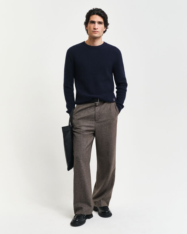 Rundhalspullover aus strukturiertem Wollgemisch