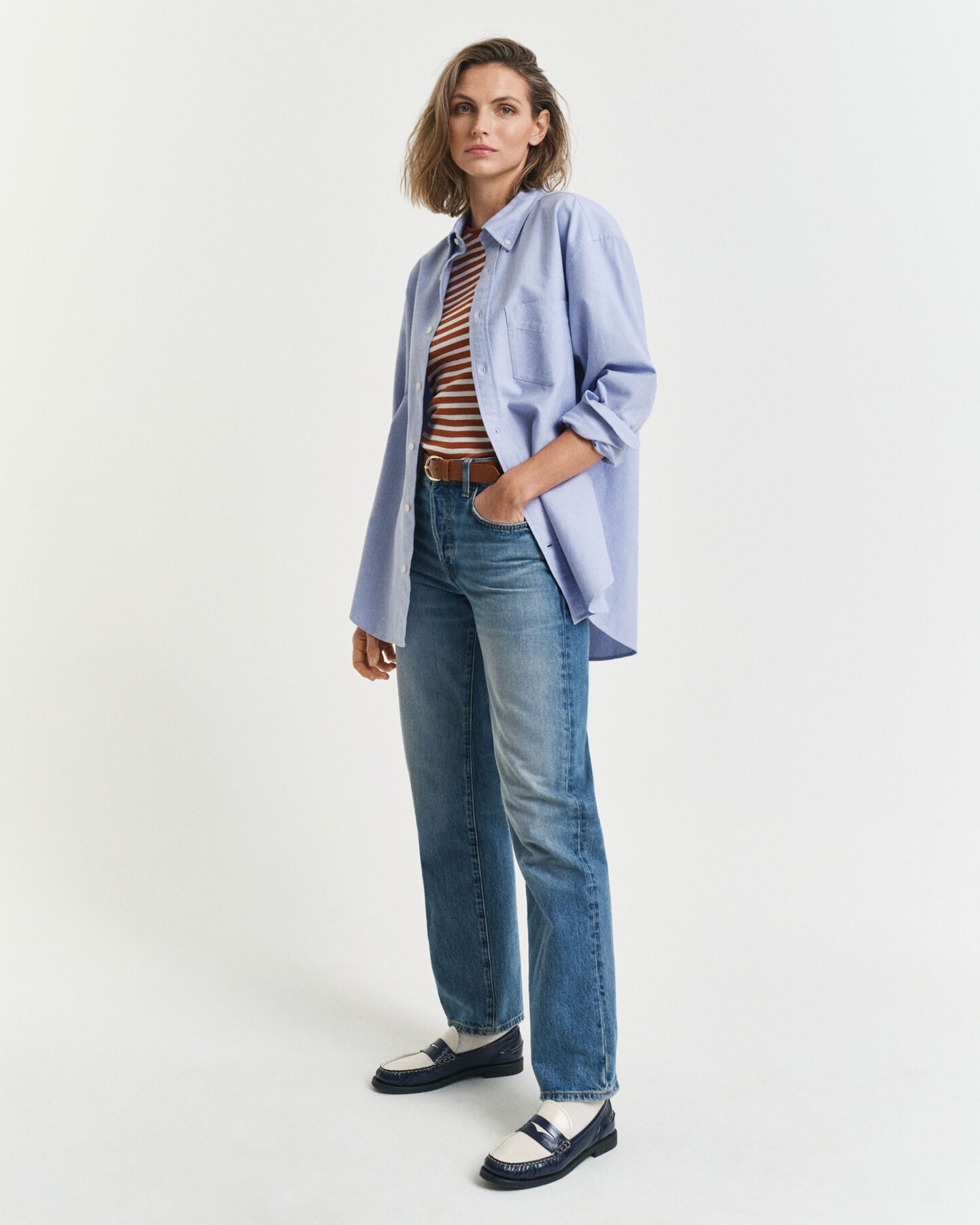 Geripptes T-Shirt mit Streifen