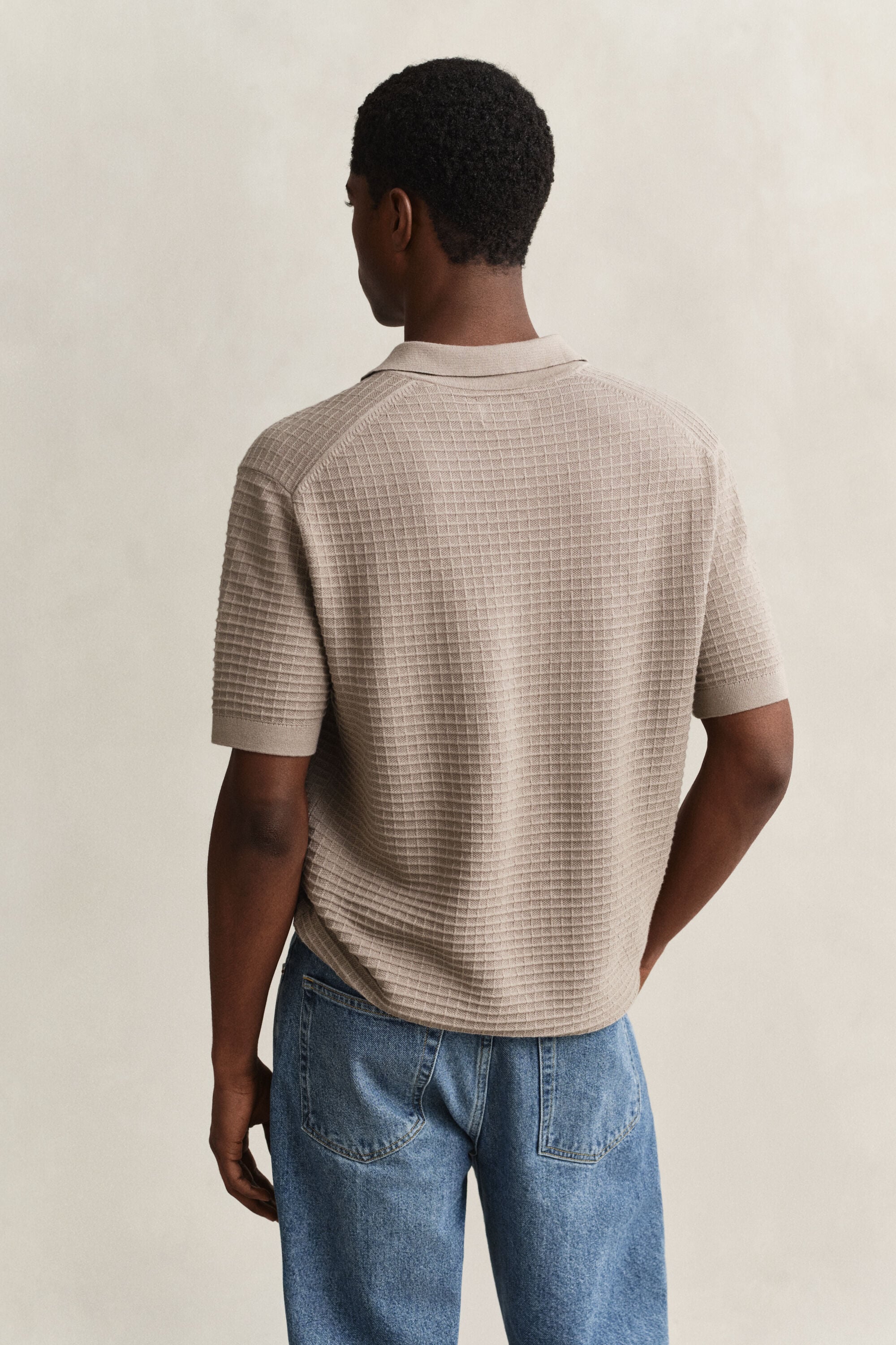 Pull façon polo texturé
