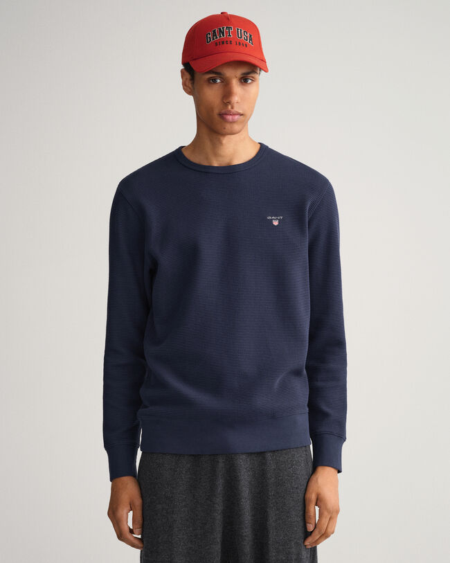 Rundhals-Sweatshirt mit Waffelstruktur