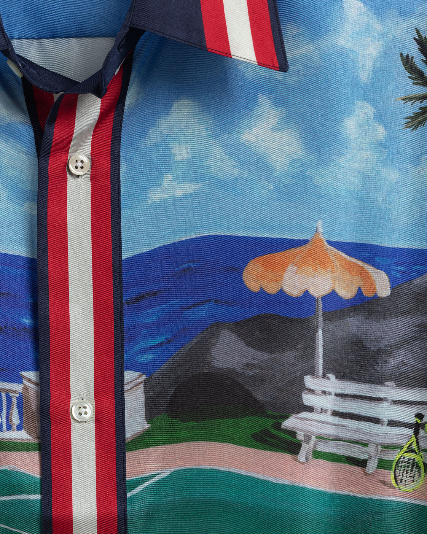 Relaxed Fit Scenery Kurzarmhemd aus Seide