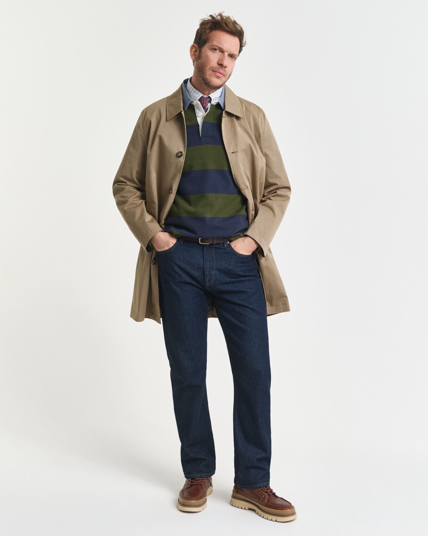 Chambray Collar Striped Heavy Rugger