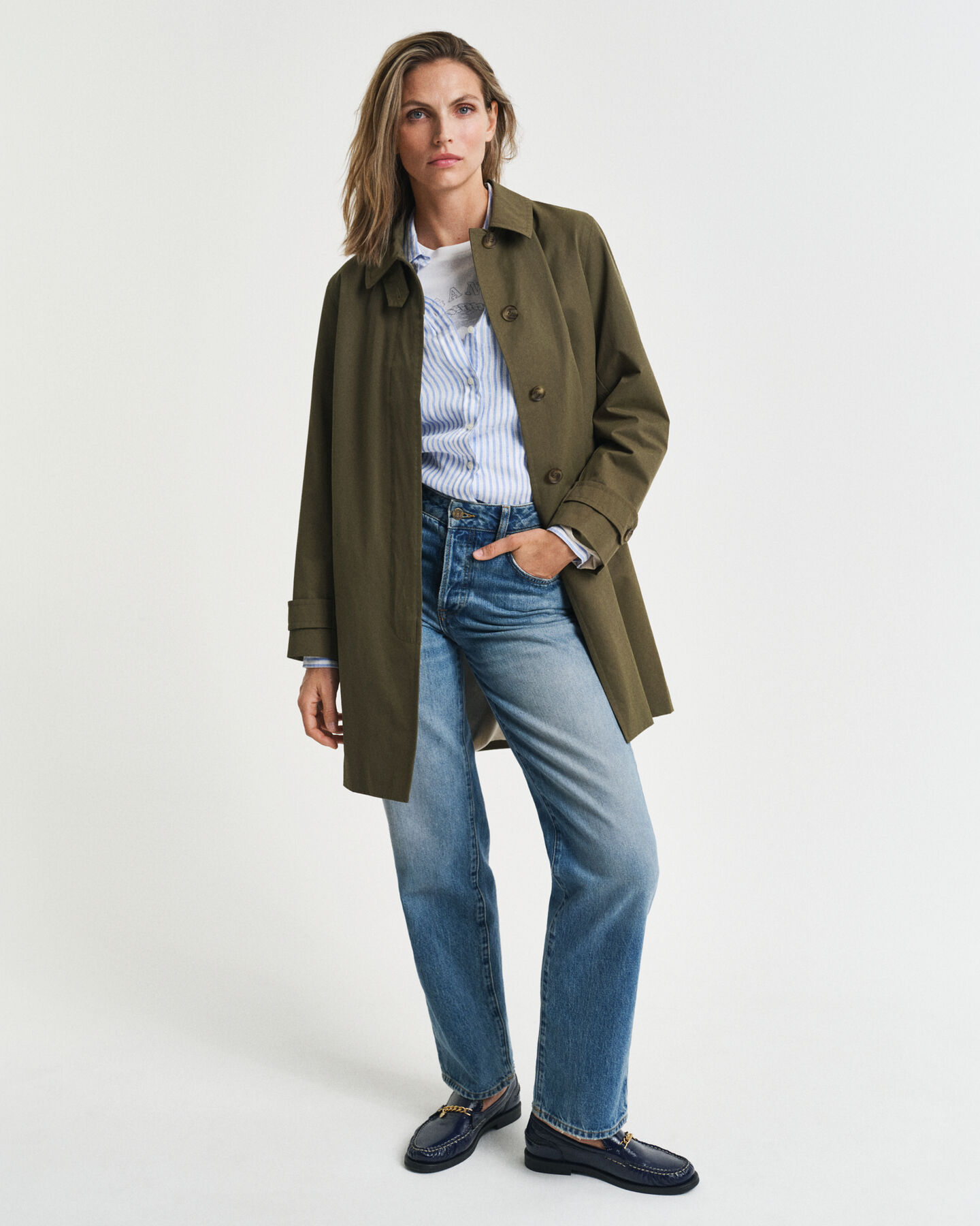 Regular Fit Leinenbluse mit Streifen