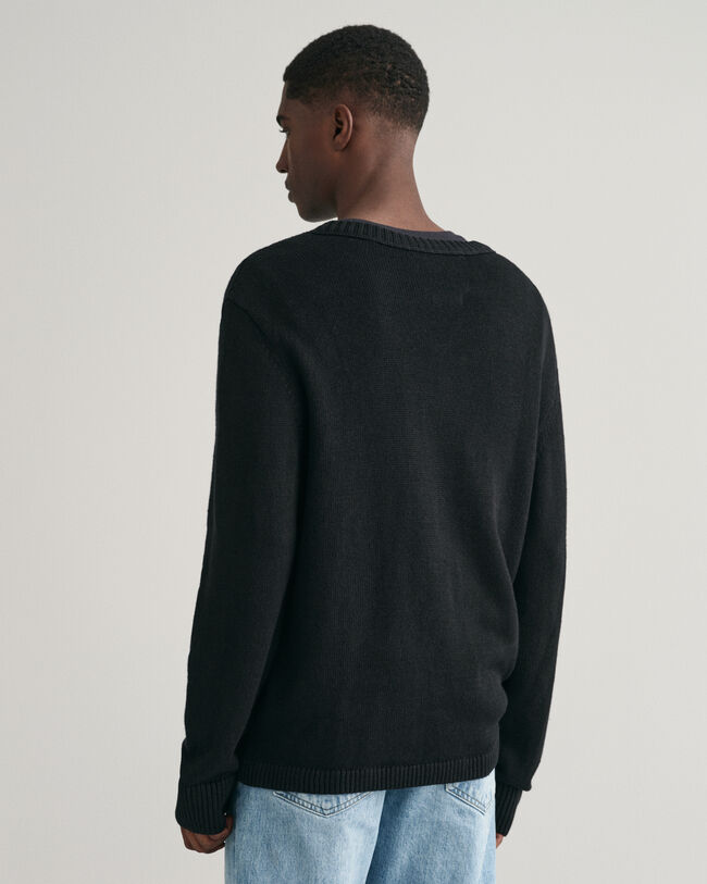 V-Neck Pullover aus Leinenmischgewebe