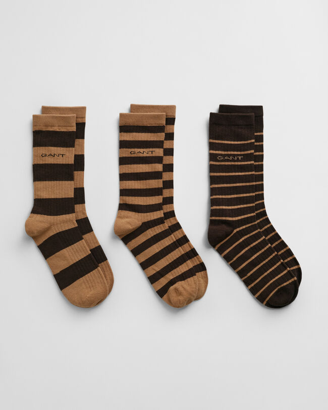 3er-Pack Gerippte Socken mit Streifen