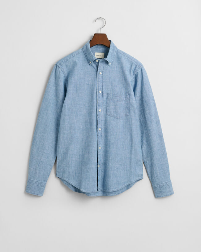 Regular Fit Indigo Chambray Hemd