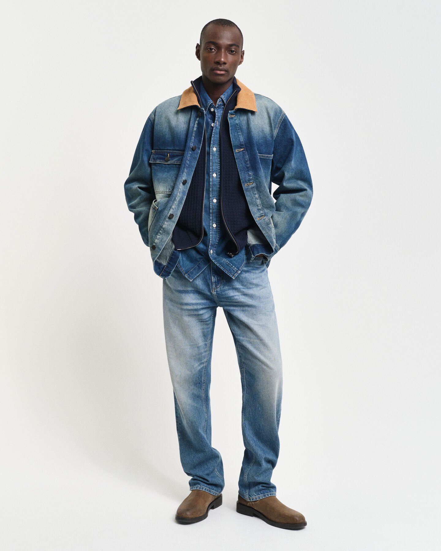 Strickjacke aus strukturierter Baumwolle mit Rei&szlig;verschluss