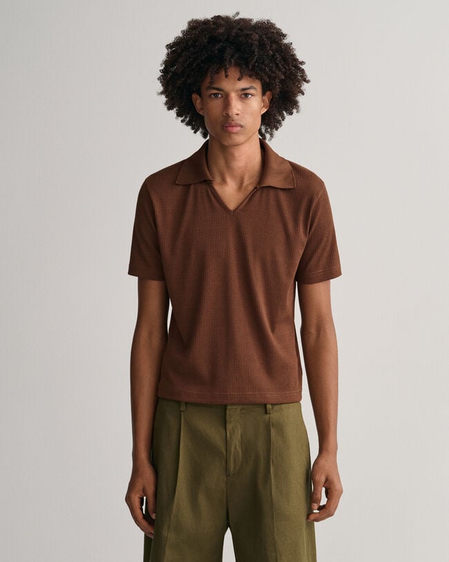 Piqu&eacute; Poloshirt im 70er-Jahre-Stil