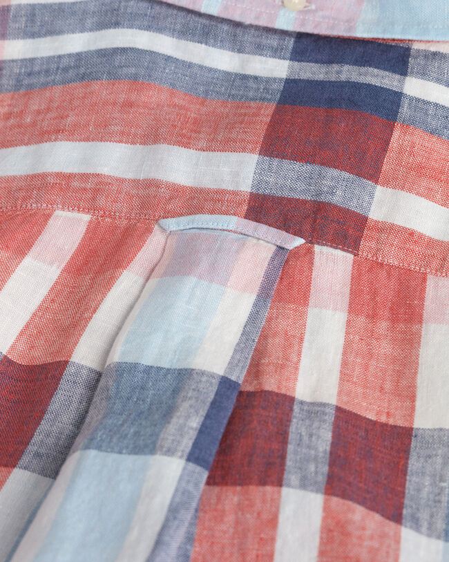 Regular Fit Madras Leinen Kurzarm Hemd