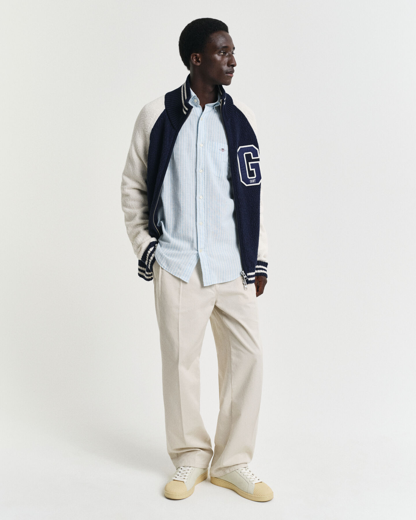 Regular Fit Baumwoll Leinen Hemd mit Streifen