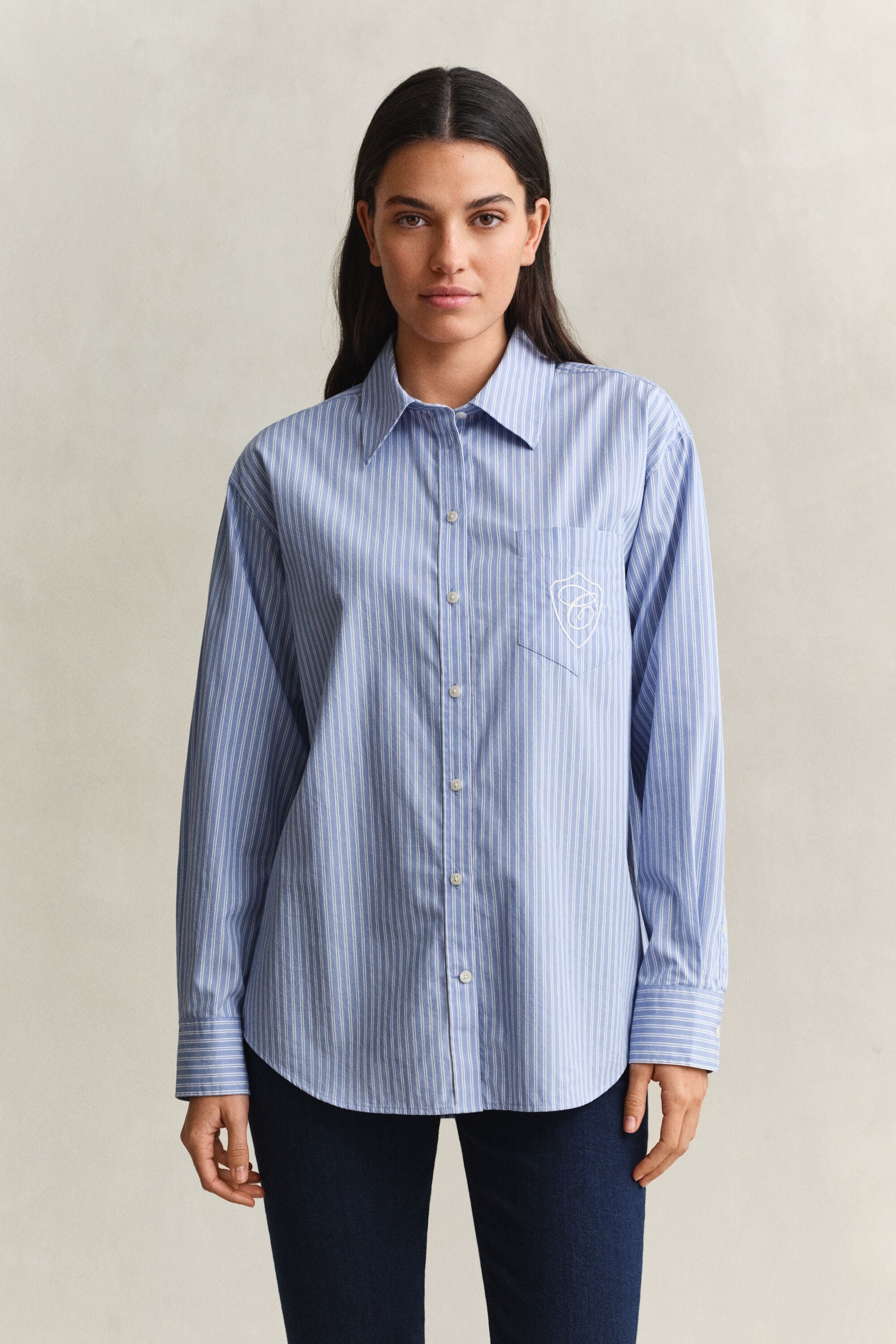 Camicia classica in popeline a righe relaxed fit