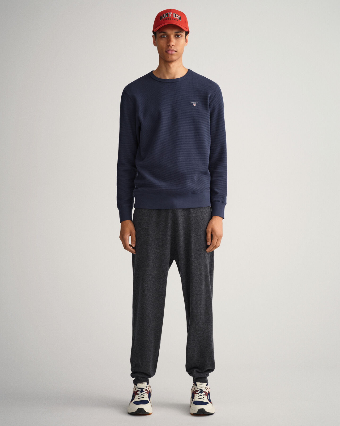 Rundhals-Sweatshirt mit Waffelstruktur