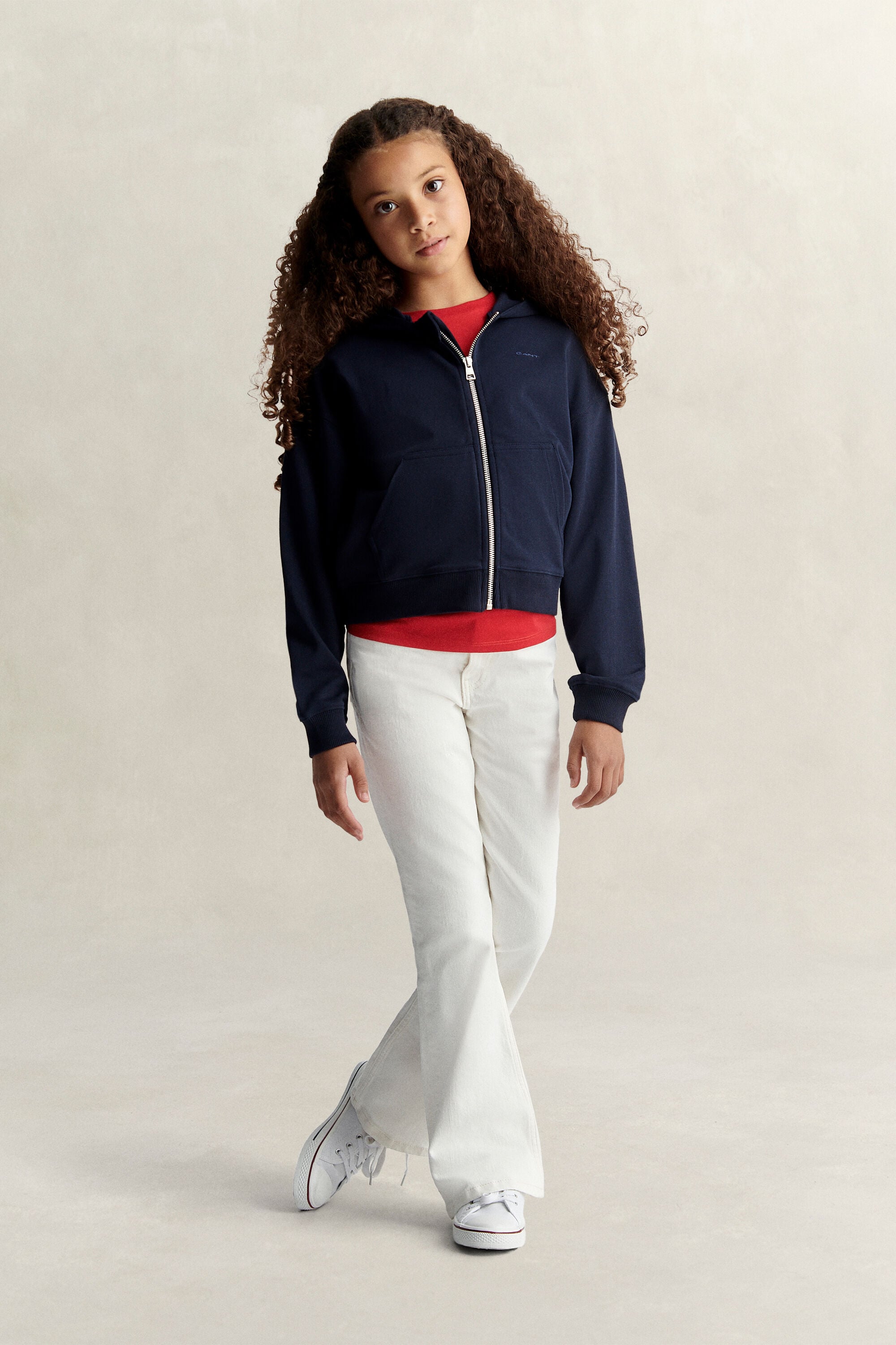 Felpa corta con zip e cappuccio Teen Girls