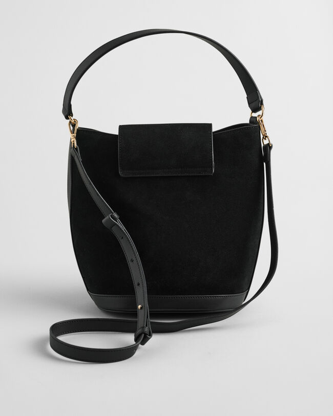 Bucket Beuteltasche aus Veloursleder