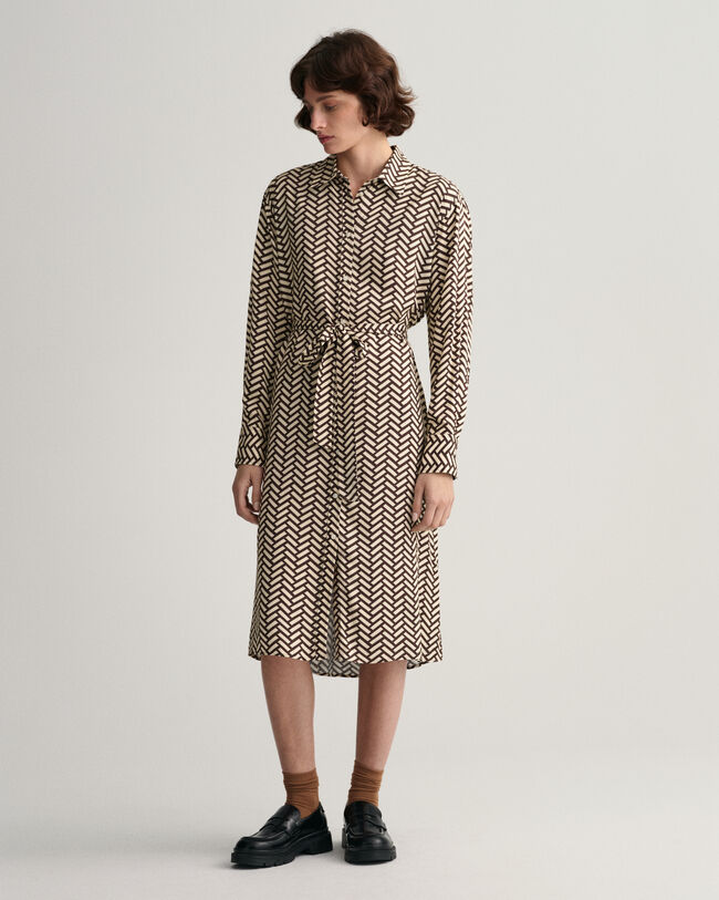 Geometric Hemdblusenkleid in A-Linie